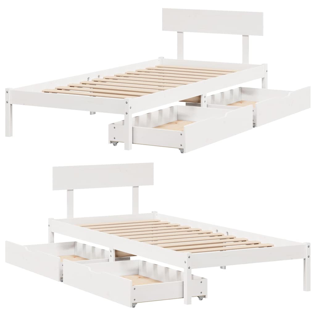 Letto senza Materasso Bianco 90x200 cm Legno Massello di Pino | homemem39