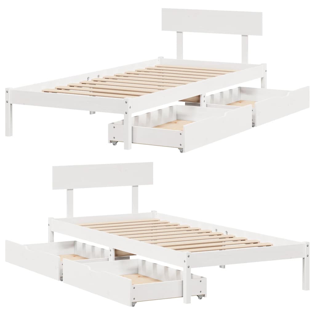 Giroletto senza Materasso Bianco 100x200 cm Legno Massello Pino | homemem39