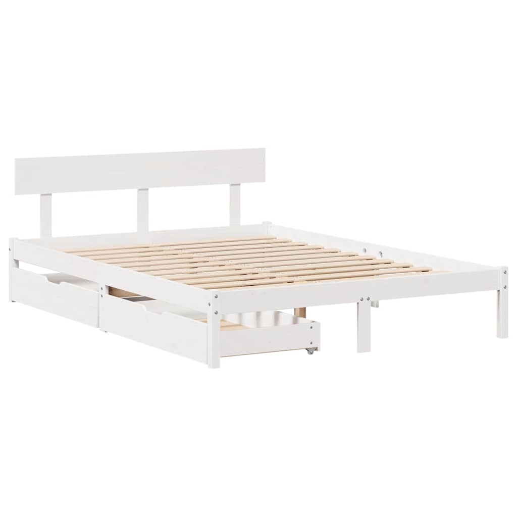 Letto senza Materasso Bianco 140x200 cm Legno Massello di Pino | homemem39