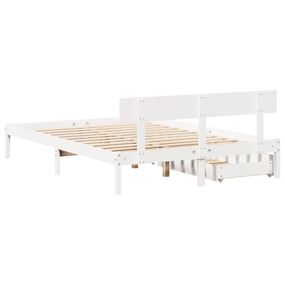 Letto senza Materasso Bianco 150x200 cm Legno Massello di Pino | homemem39