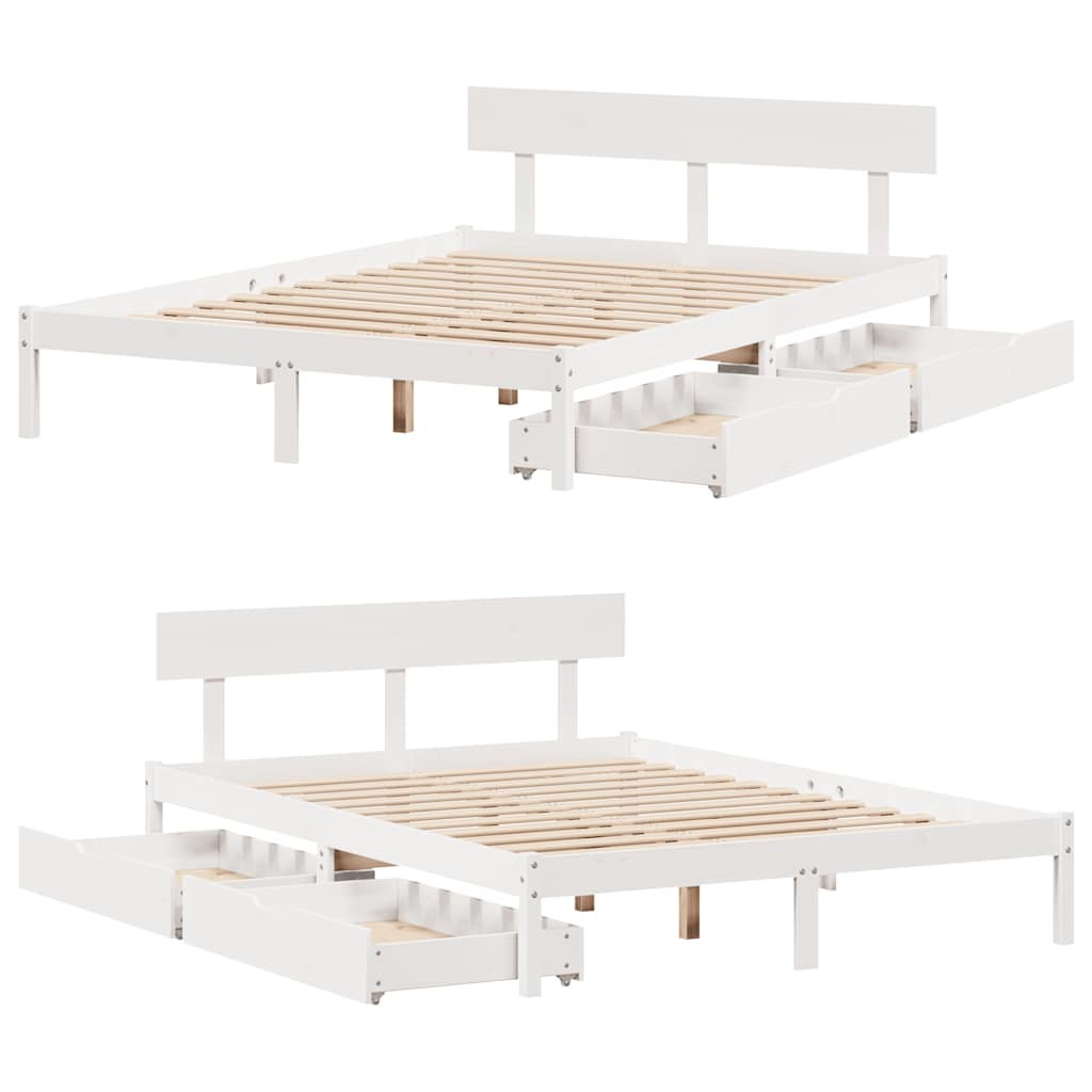 Letto senza Materasso Bianco 160x200 cm Legno Massello di Pino