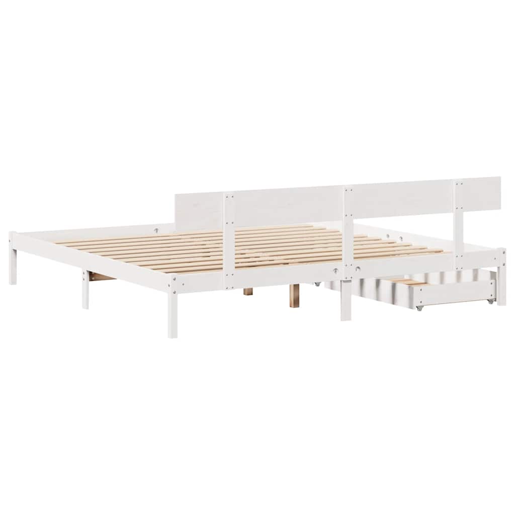 Letto senza Materasso Bianco 180x200 cm Legno Massello di Pino - homemem39