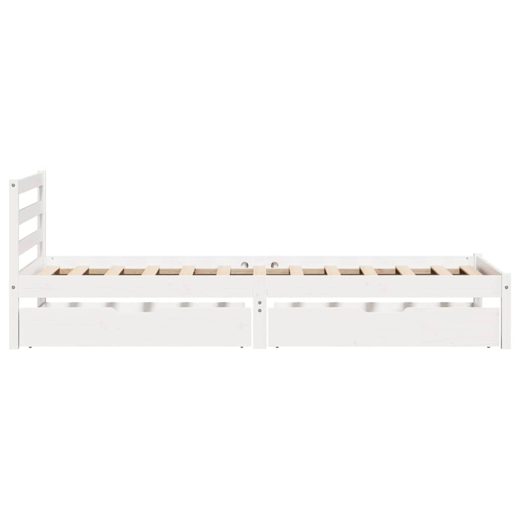 Letto senza Materasso Bianco 75x190 in Legno Massello di Pino