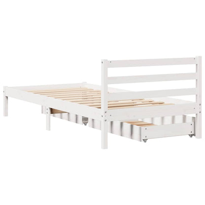 Letto senza Materasso Bianco 75x190 in Legno Massello di Pino