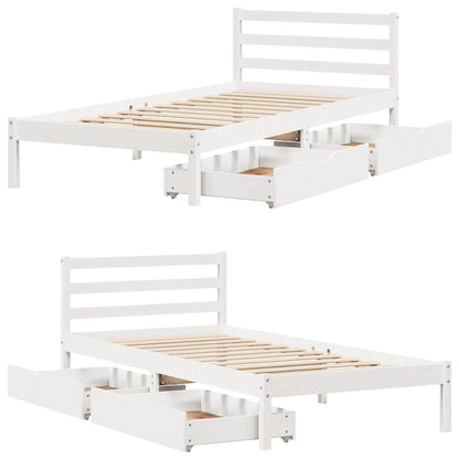 Letto senza Materasso Bianco 75x190 in Legno Massello di Pino