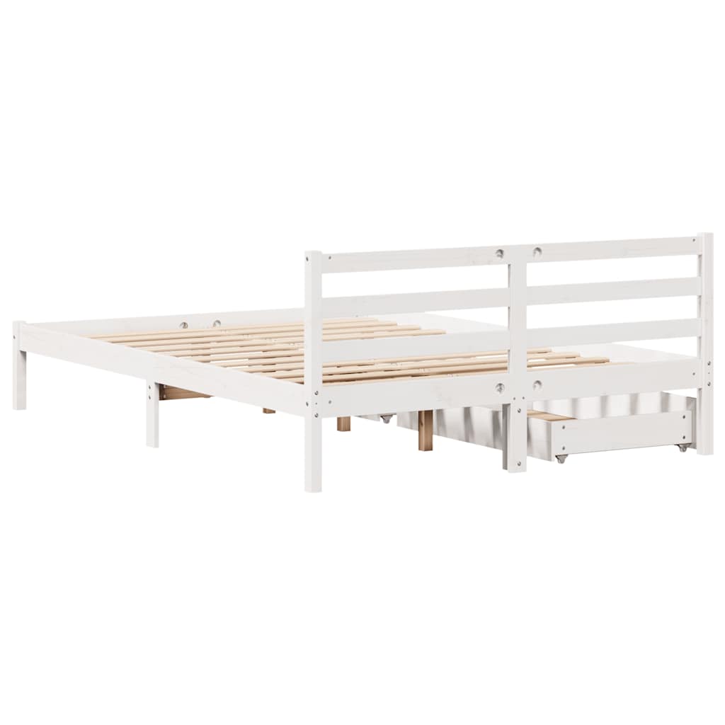 Letto senza Materasso Bianco 120x190 cm Legno Massello di Pino - homemem39
