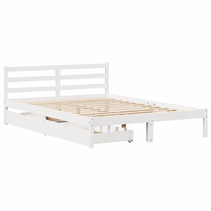 Letto senza Materasso Bianco 135x190 cm Legno Massello di Pino - homemem39