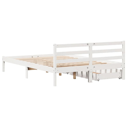 Letto senza Materasso Bianco 135x190 cm Legno Massello di Pino - homemem39
