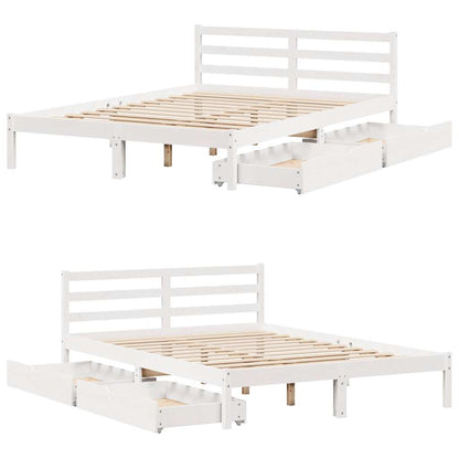 Letto senza Materasso Bianco 135x190 cm Legno Massello di Pino - homemem39
