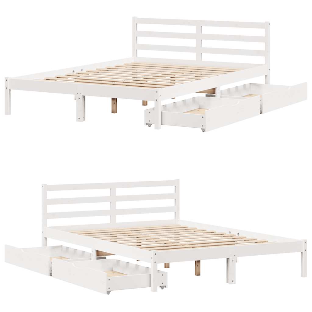 Letto senza Materasso Bianco 120x200 cm Legno Massello di Pino