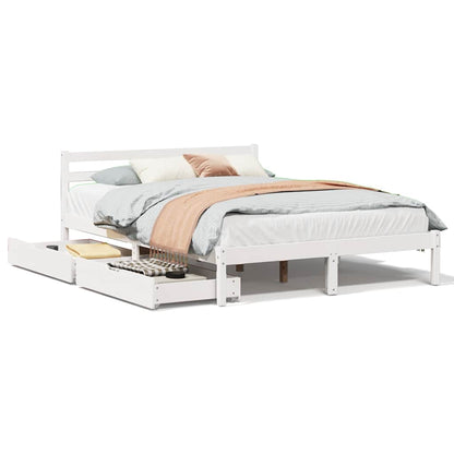 Letto senza Materasso Bianco 150x200 cm Legno Massello di Pino - homemem39