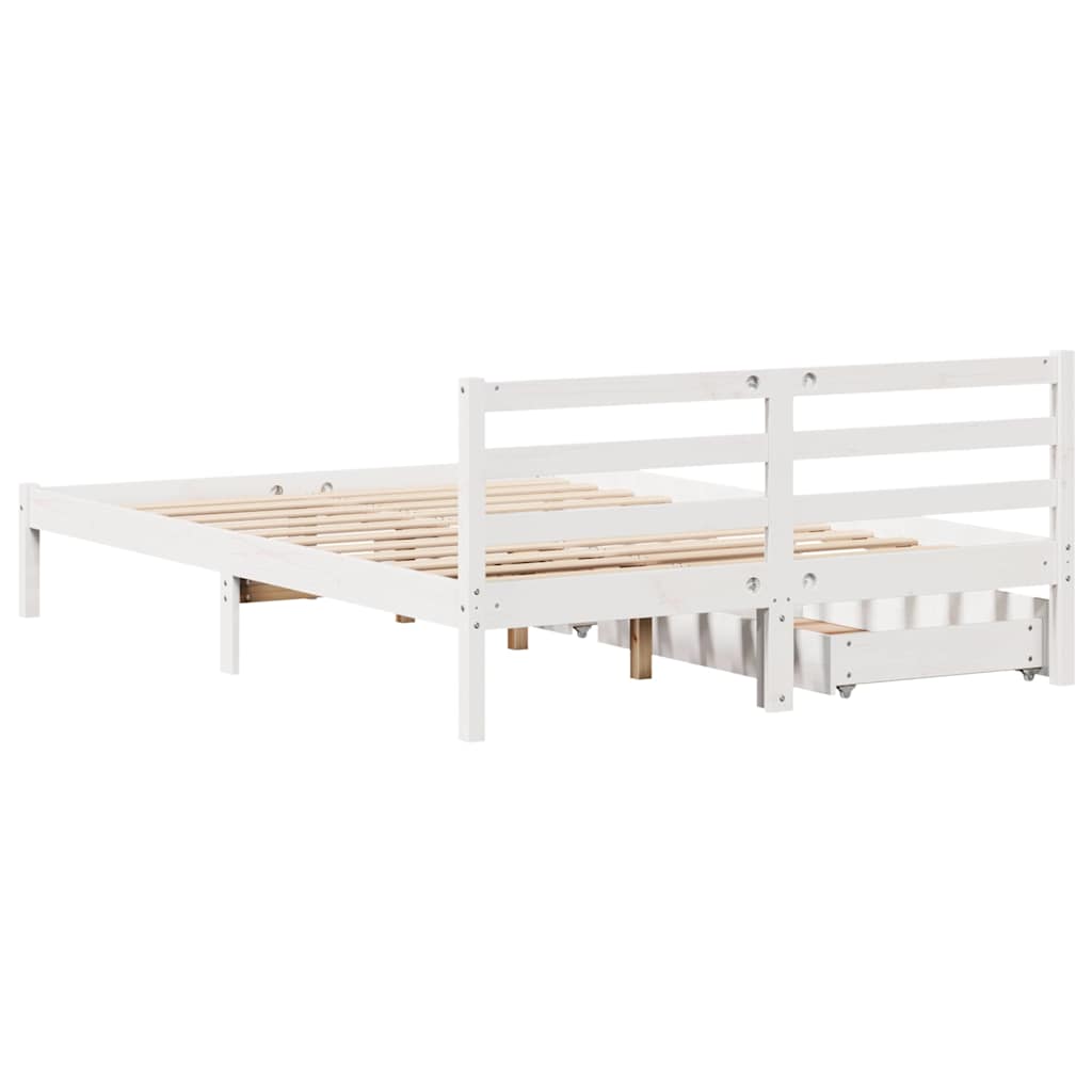 Letto senza Materasso Bianco 150x200 cm Legno Massello di Pino - homemem39
