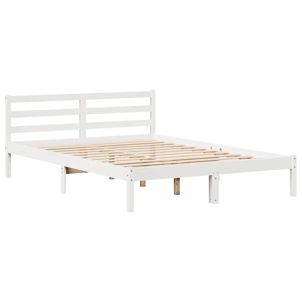 Letto senza Materasso Bianco 150x200 cm Legno Massello di Pino - homemem39