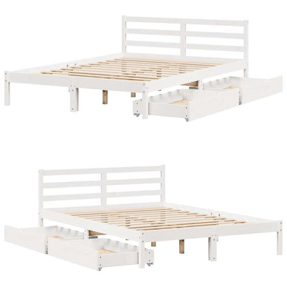 Letto senza Materasso Bianco 150x200 cm Legno Massello di Pino - homemem39