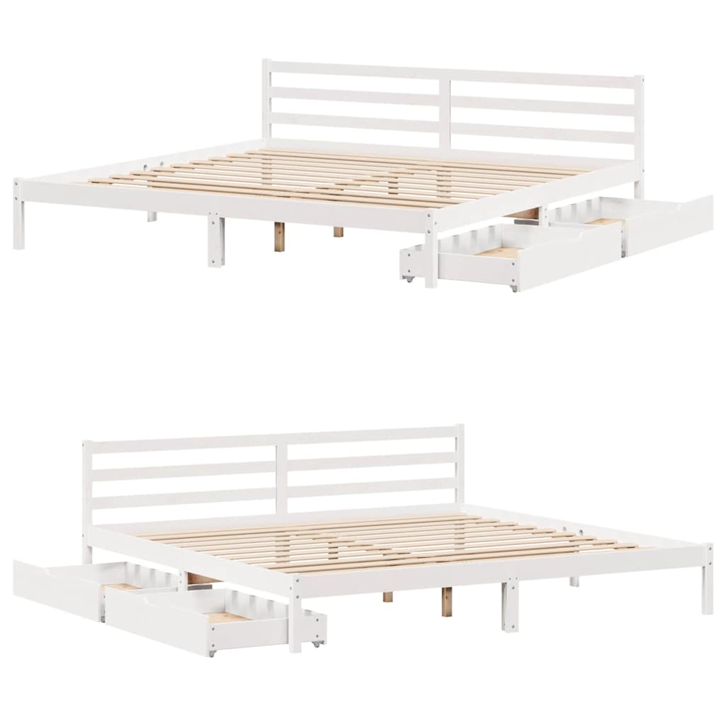 Letto senza Materasso Bianco 180x200 cm Legno Massello di Pino