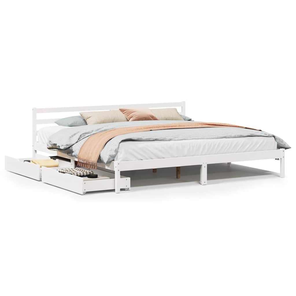 Giroletto senza Materasso Bianco 200x200 cm Legno Massello Pino | homemem39