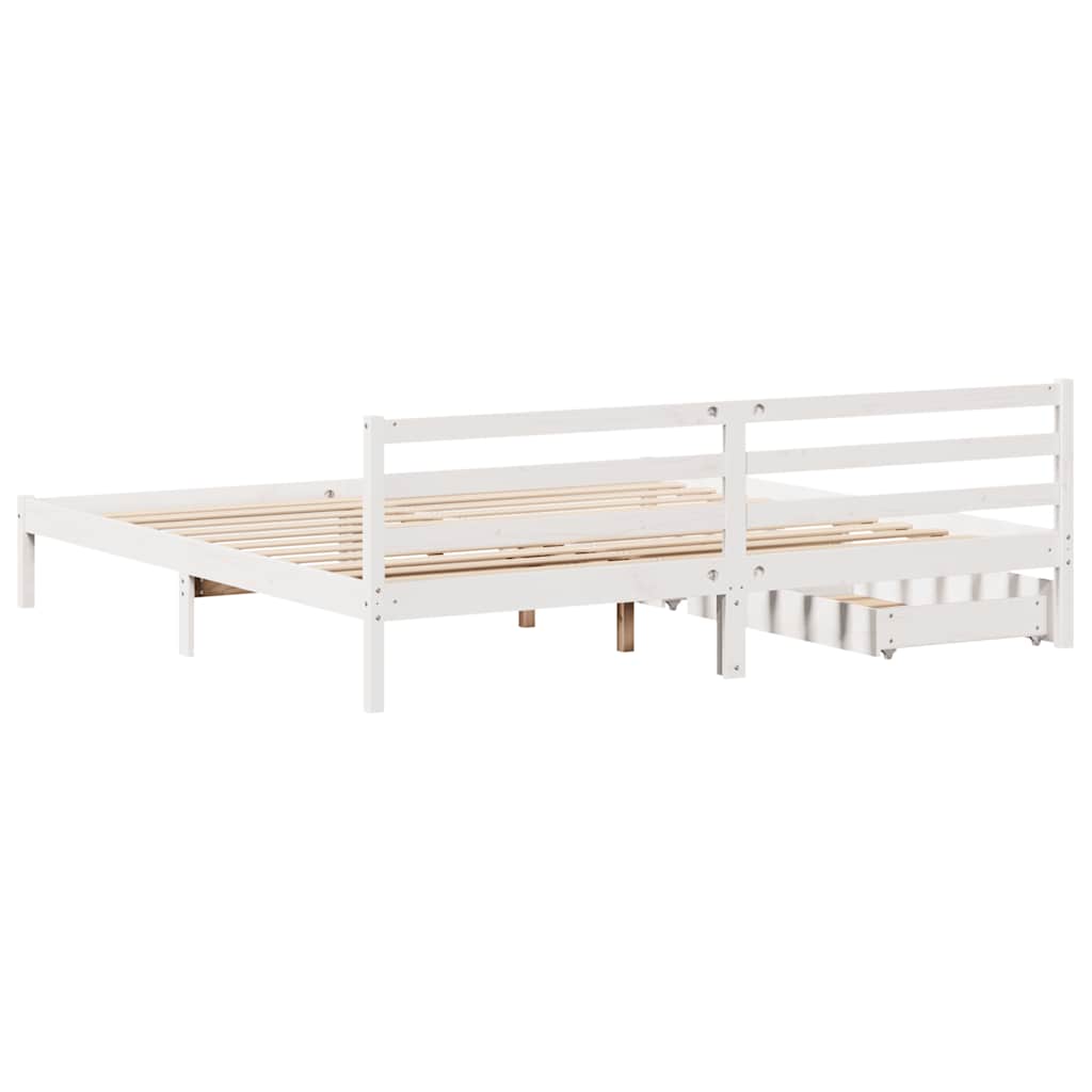 Giroletto senza Materasso Bianco 200x200 cm Legno Massello Pino | homemem39