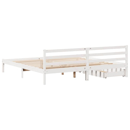 Giroletto senza Materasso Bianco 200x200 cm Legno Massello Pino | homemem39