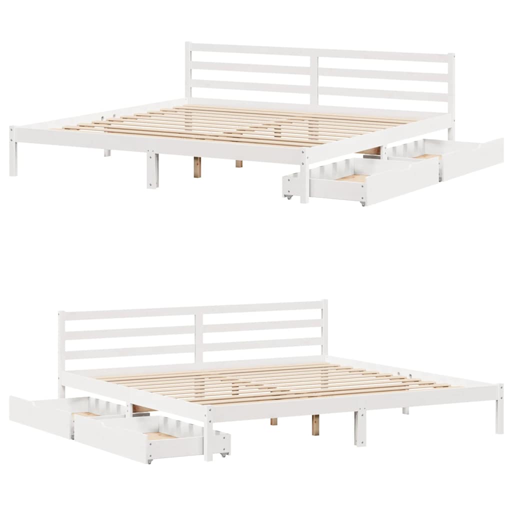 Giroletto senza Materasso Bianco 200x200 cm Legno Massello Pino | homemem39