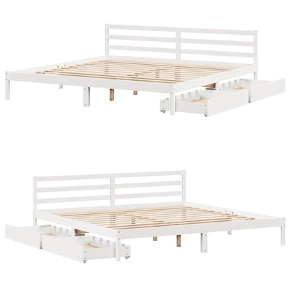 Giroletto senza Materasso Bianco 200x200 cm Legno Massello Pino | homemem39