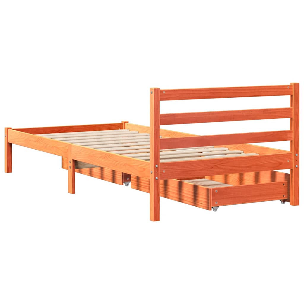 Letto senza Materasso Marrone Cera 75x190 cm in Legno di Pino | homemem39