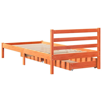 Letto senza Materasso Marrone Cera 75x190 cm in Legno di Pino | homemem39
