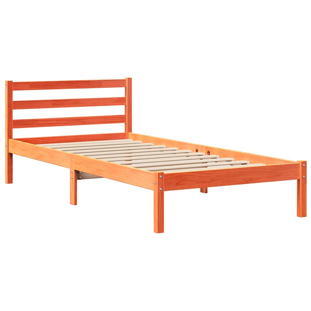Letto senza Materasso Marrone Cera 90x190 cm in Legno di Pino | homemem39