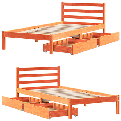 Letto senza Materasso Marrone Cera 90x190 cm in Legno di Pino | homemem39