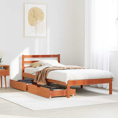 Letto senza Materasso Marrone Cera 90x190 cm in Legno di Pino | homemem39