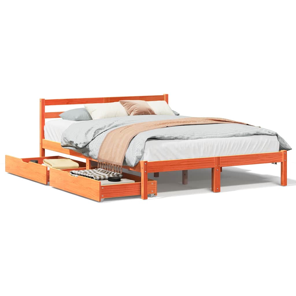 Letto senza Materasso Marrone Cera 120x190 cm in Legno di Pino | homemem39