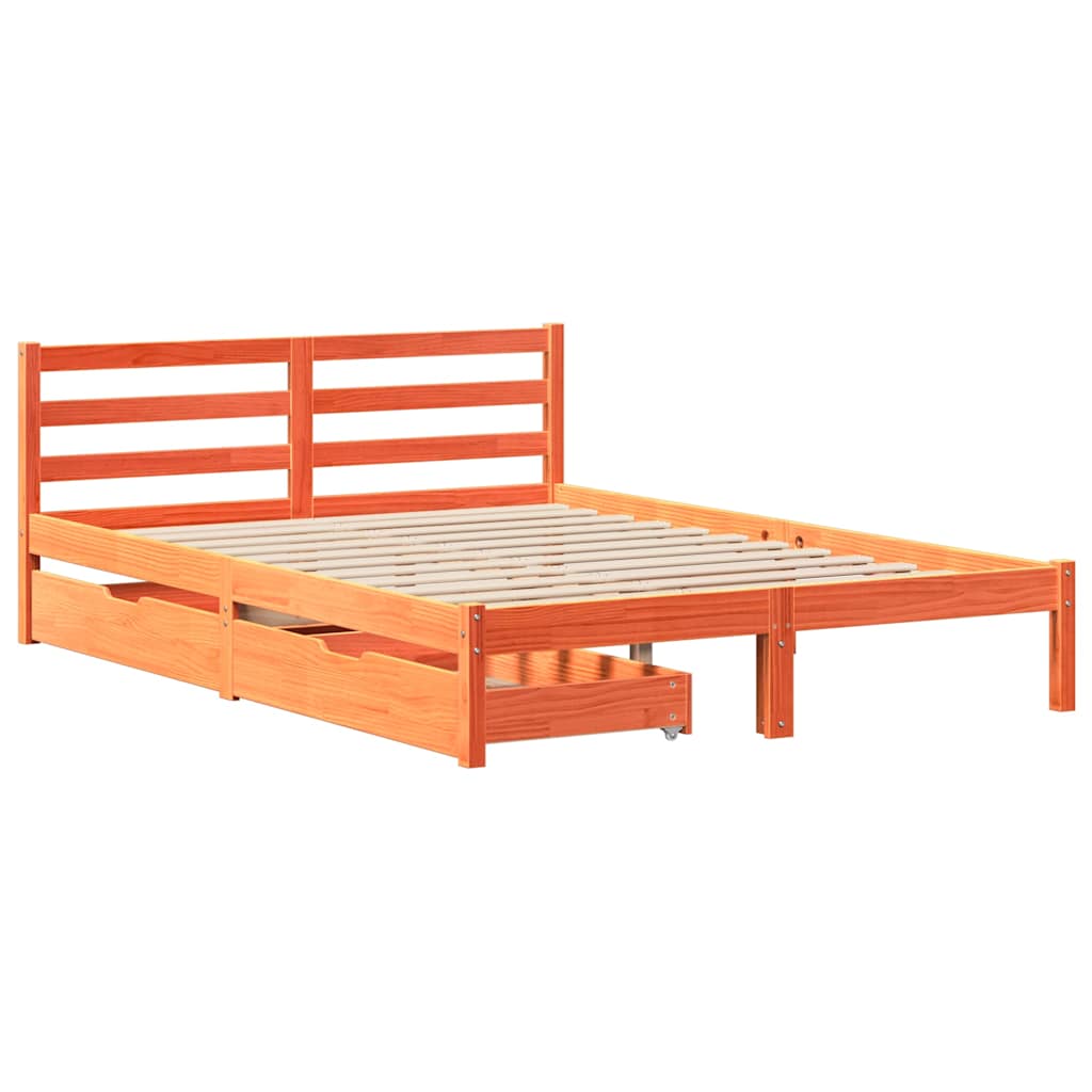 Letto senza Materasso Marrone Cera 120x190 cm in Legno di Pino | homemem39