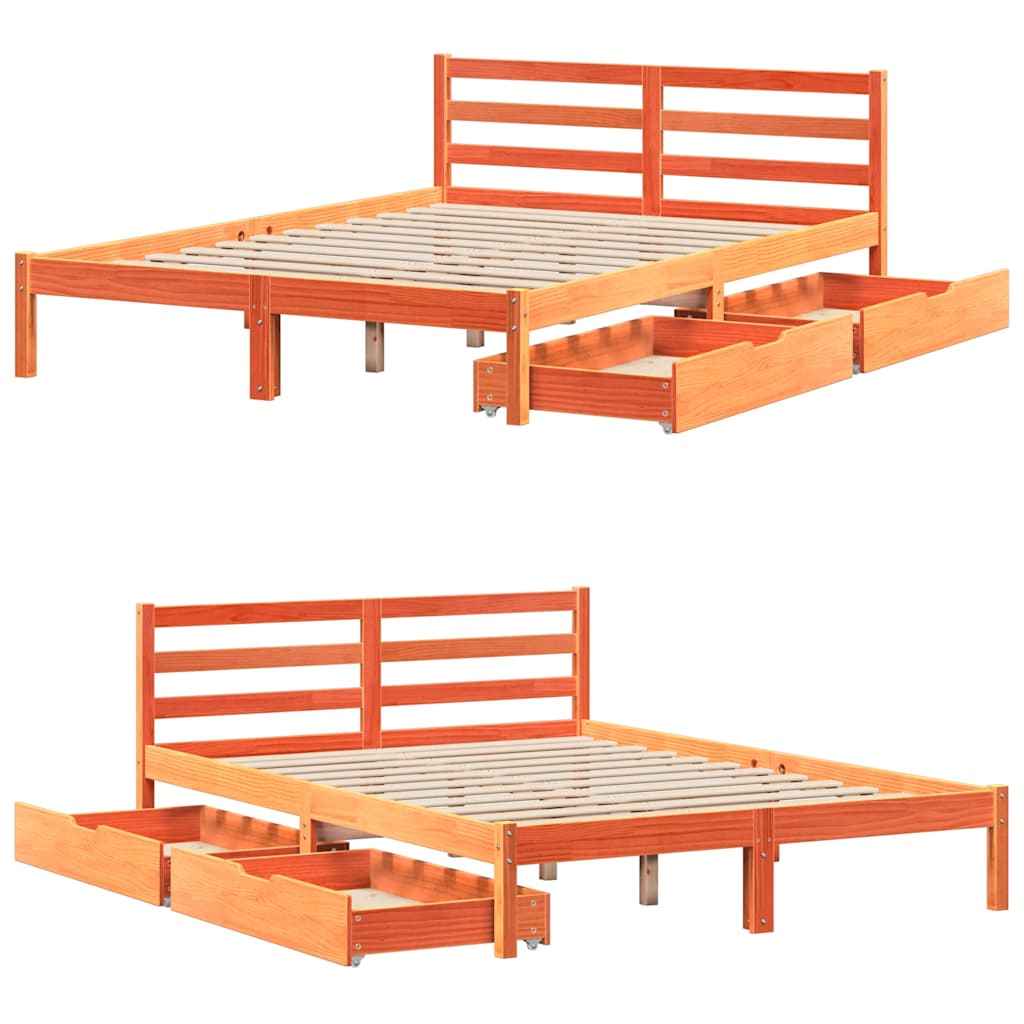 Letto senza Materasso Marrone Cera 120x190 cm in Legno di Pino | homemem39