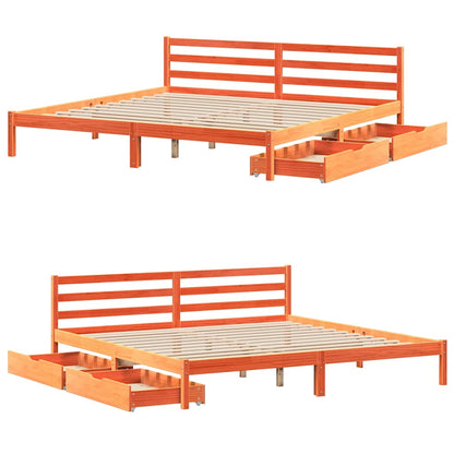 Letto senza Materasso Marrone Cera 180x200 cm in Legno di Pino