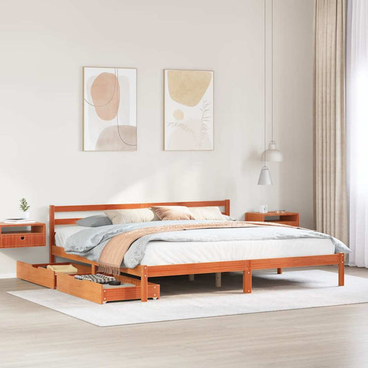 Letto senza Materasso Marrone Cera 200x200 cm in Legno di Pino | homemem39
