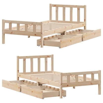 Letto senza Materasso 90x190 cm in Legno Massello di Pino