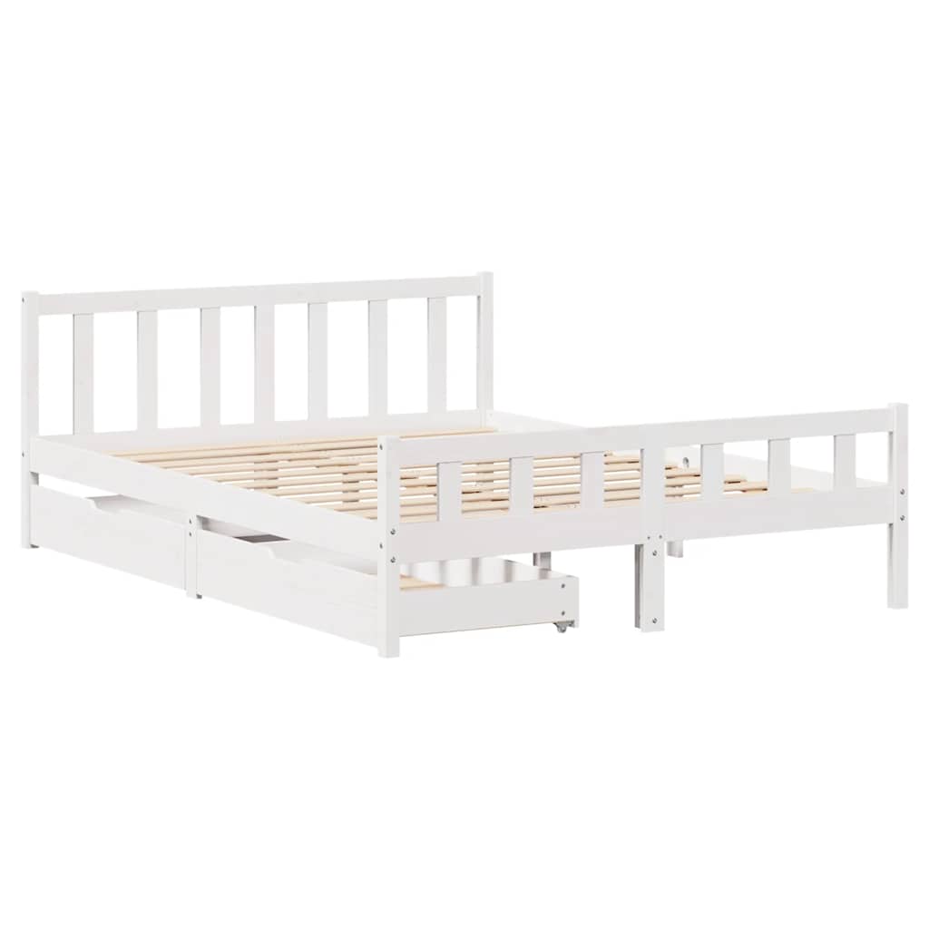 Letto senza Materasso Bianco 150x200 cm Legno Massello di Pino | homemem39