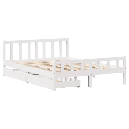 Letto senza Materasso Bianco 150x200 cm Legno Massello di Pino | homemem39