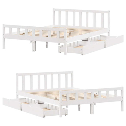 Letto senza Materasso Bianco 150x200 cm Legno Massello di Pino | homemem39
