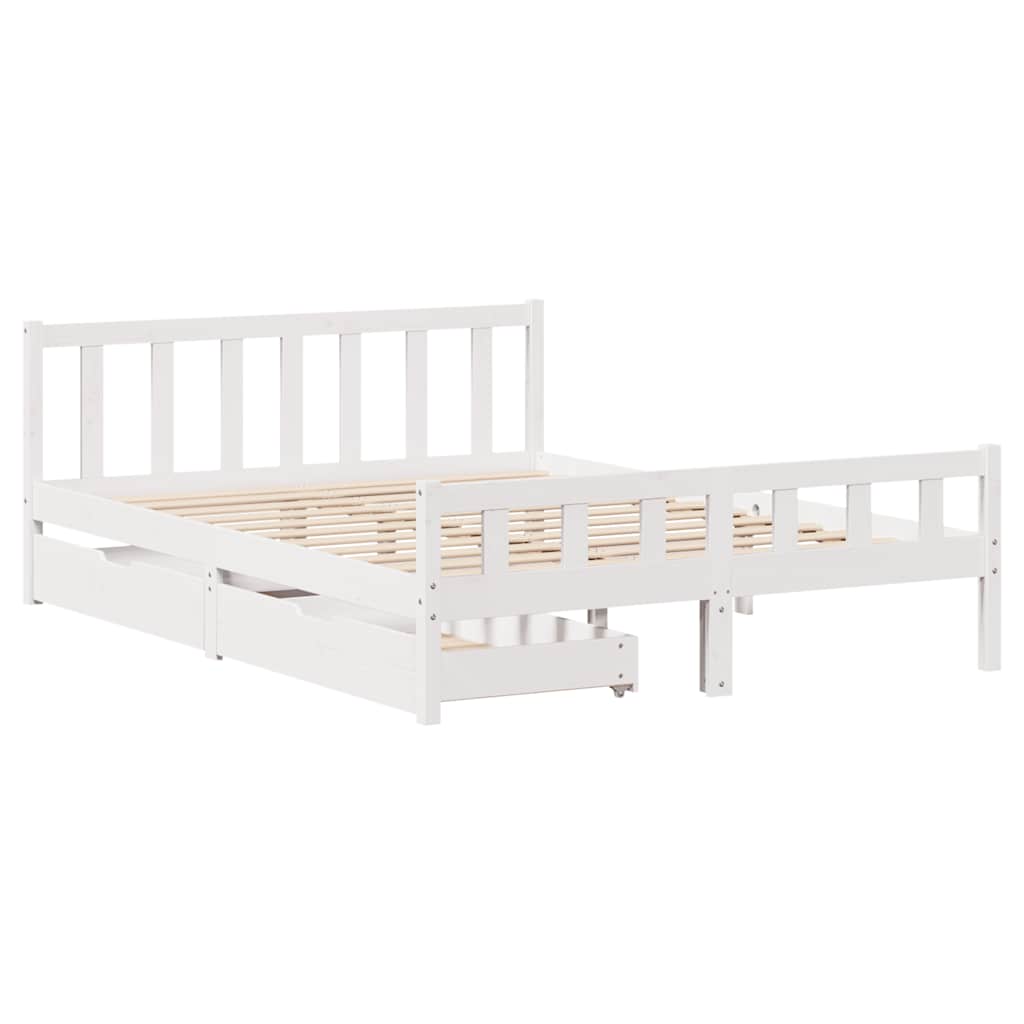 Letto senza Materasso Bianco 160x200 cm Legno Massello di Pino - homemem39