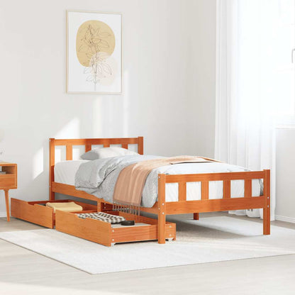 Letto senza Materasso Marrone Cera 75x190 cm in Legno di Pino | homemem39