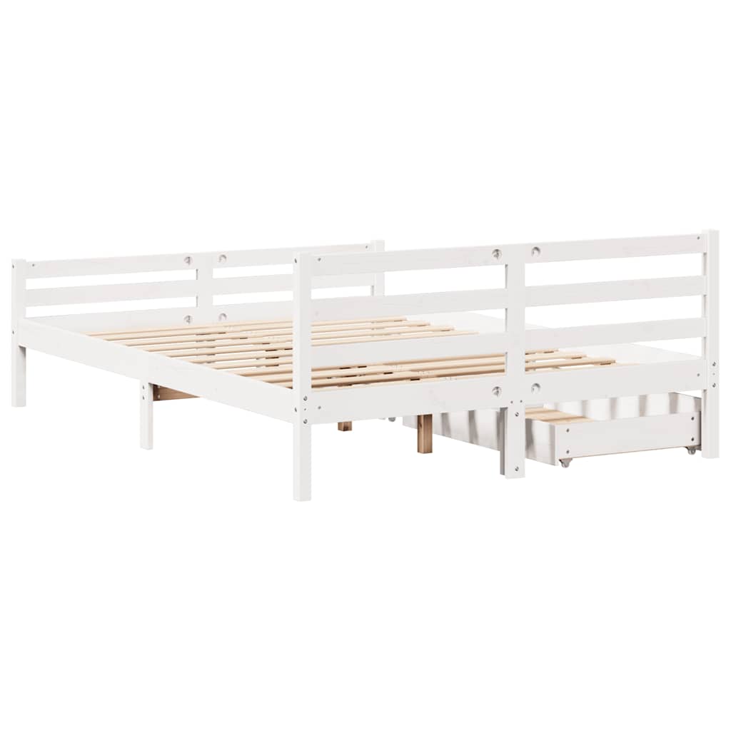 Letto senza Materasso Bianco 135x190 cm Legno Massello di Pino | homemem39