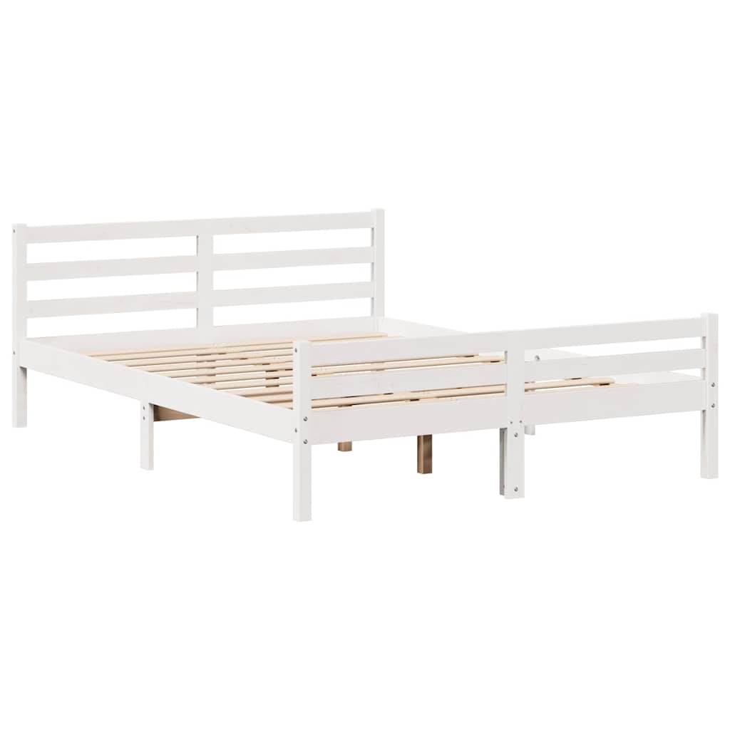 Letto senza Materasso Bianco 135x190 cm Legno Massello di Pino | homemem39