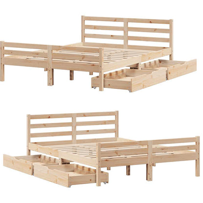 Letto senza Materasso 140x190 cm in Legno Massello di Pino