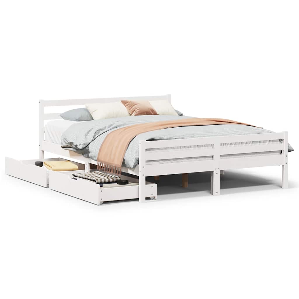 Letto senza Materasso Bianco 140x200 cm Legno Massello di Pino | homemem39