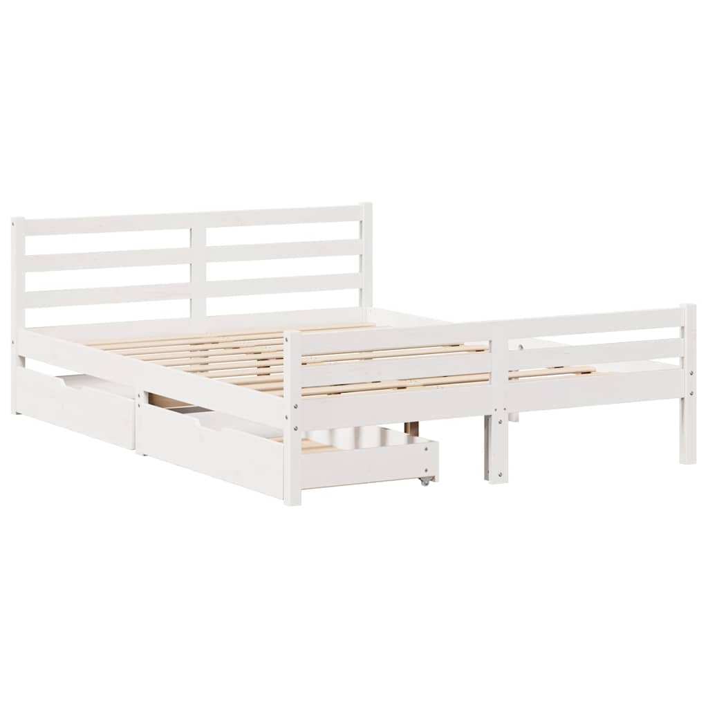 Letto senza Materasso Bianco 140x200 cm Legno Massello di Pino | homemem39