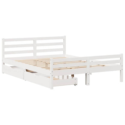 Letto senza Materasso Bianco 150x200 cm Legno Massello di Pino | homemem39