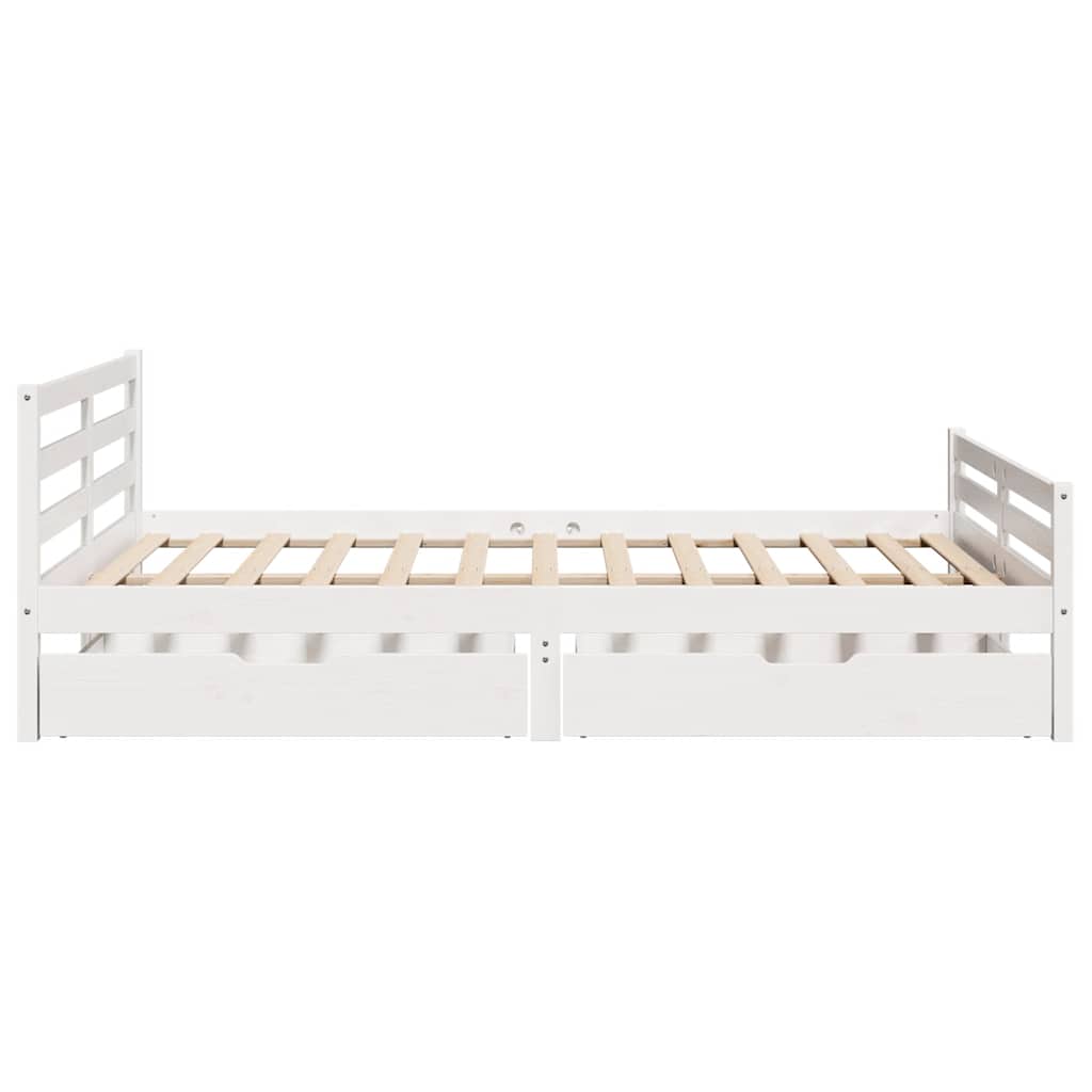 Letto senza Materasso Bianco 150x200 cm Legno Massello di Pino | homemem39
