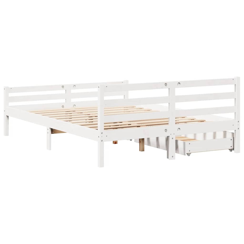 Letto senza Materasso Bianco 150x200 cm Legno Massello di Pino | homemem39