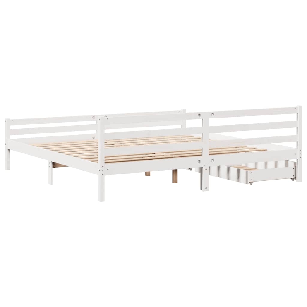 Giroletto senza Materasso Bianco 200x200 cm Legno Massello Pino | homemem39