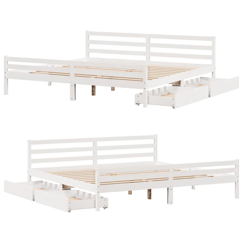 Giroletto senza Materasso Bianco 200x200 cm Legno Massello Pino | homemem39